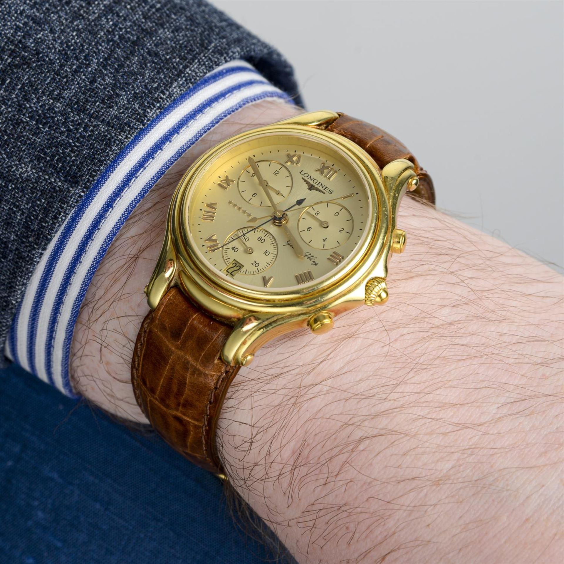 Longines - a Golden Wing chronograph watch, 38mm. - Bild 5 aus 5