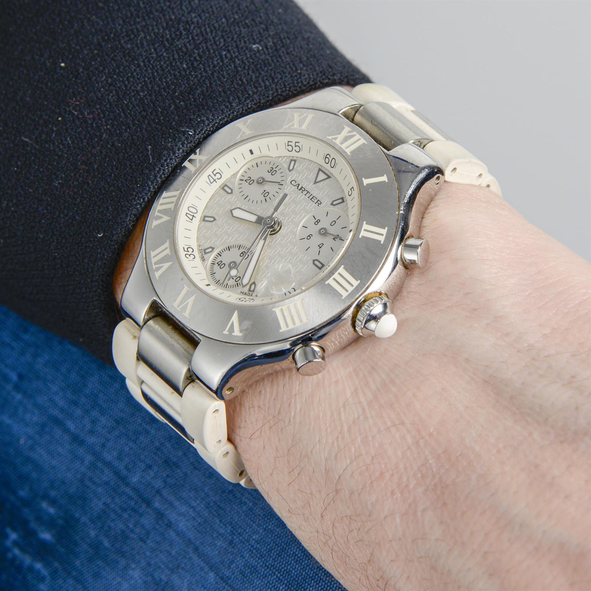 Cartier - a Chronoscaph 21 watch, 38mm. - Bild 5 aus 5