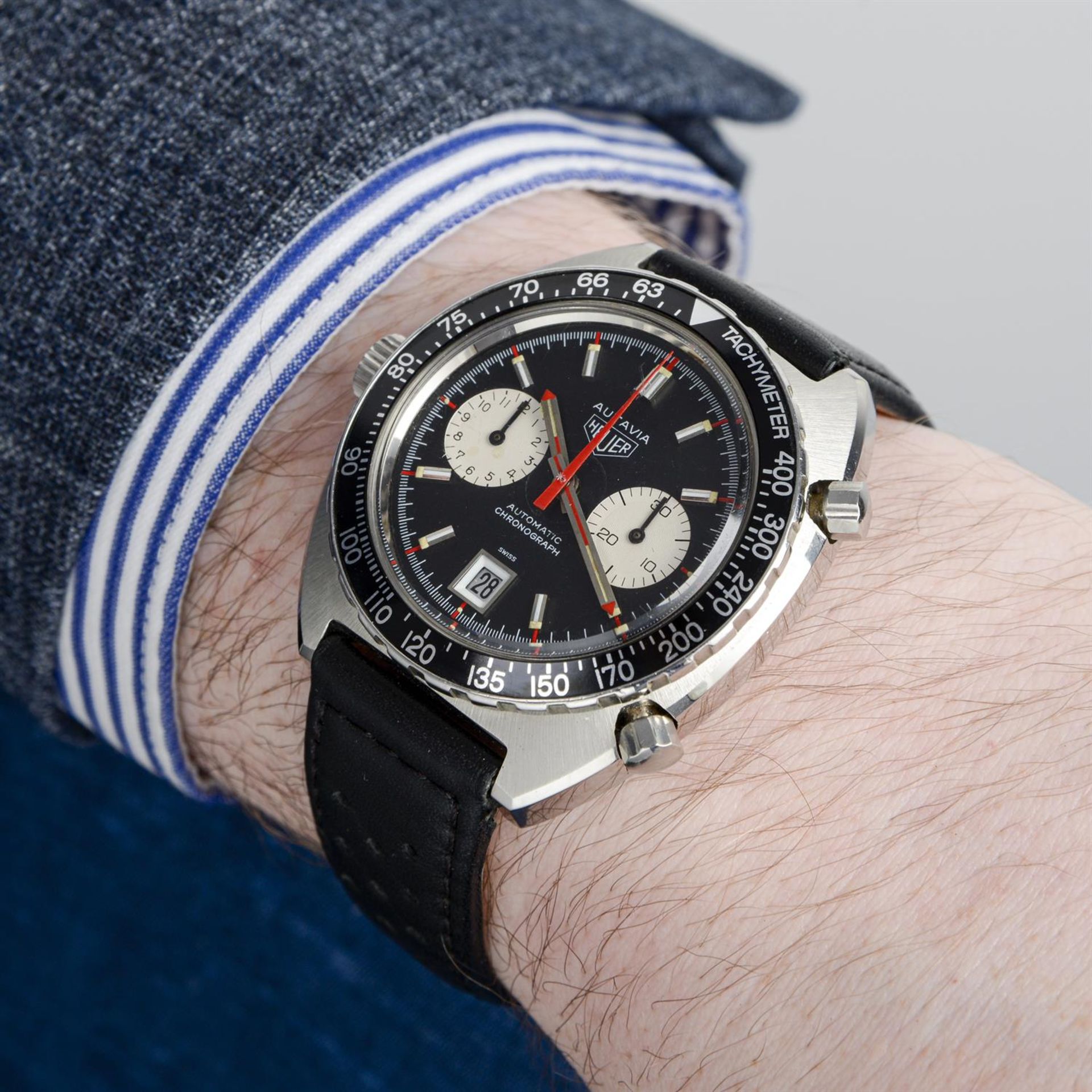 Heuer - an Autavia chronograph watch, 42mm. - Image 6 of 6