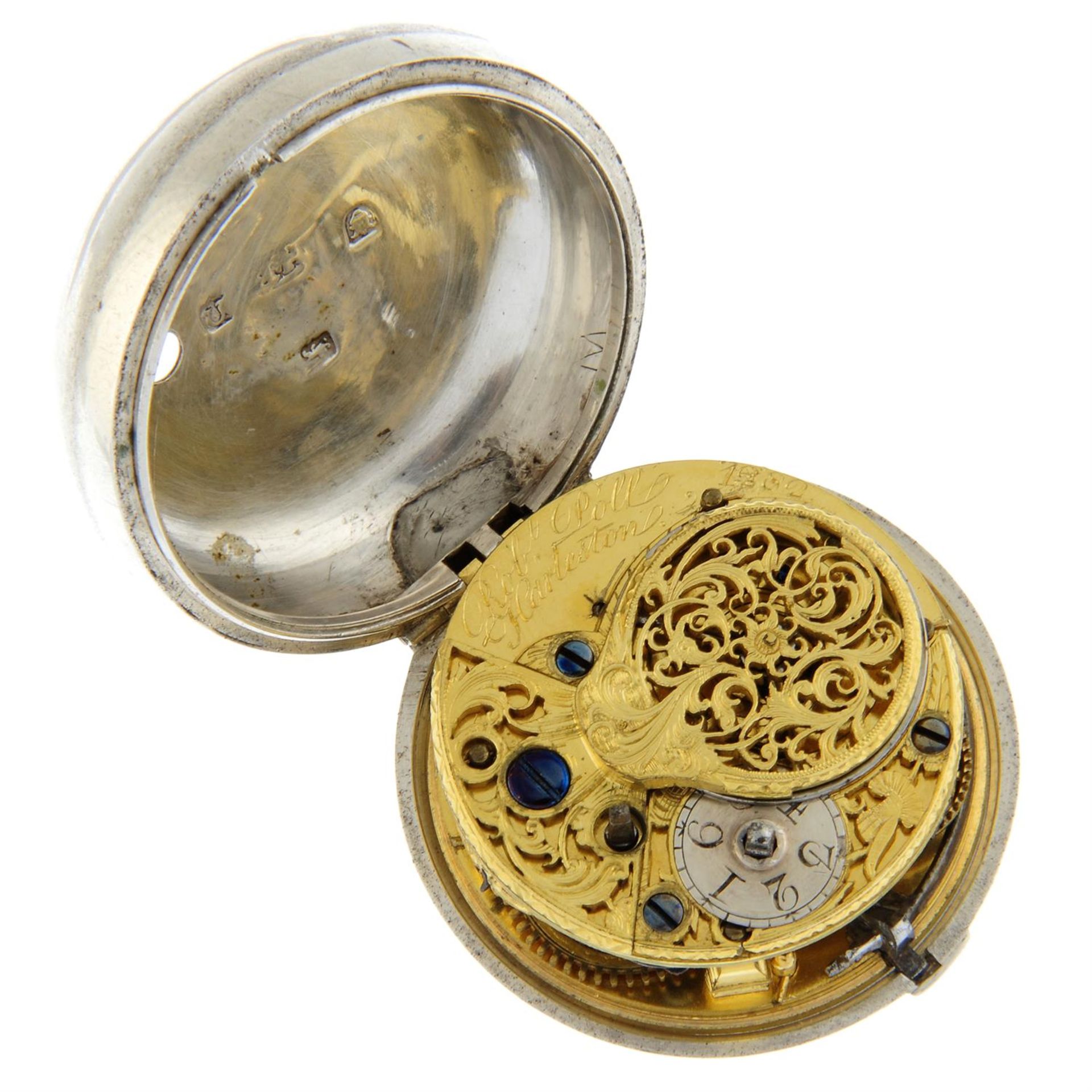 A pair case pocket watch by R. Poll, 51mm. - Bild 4 aus 4