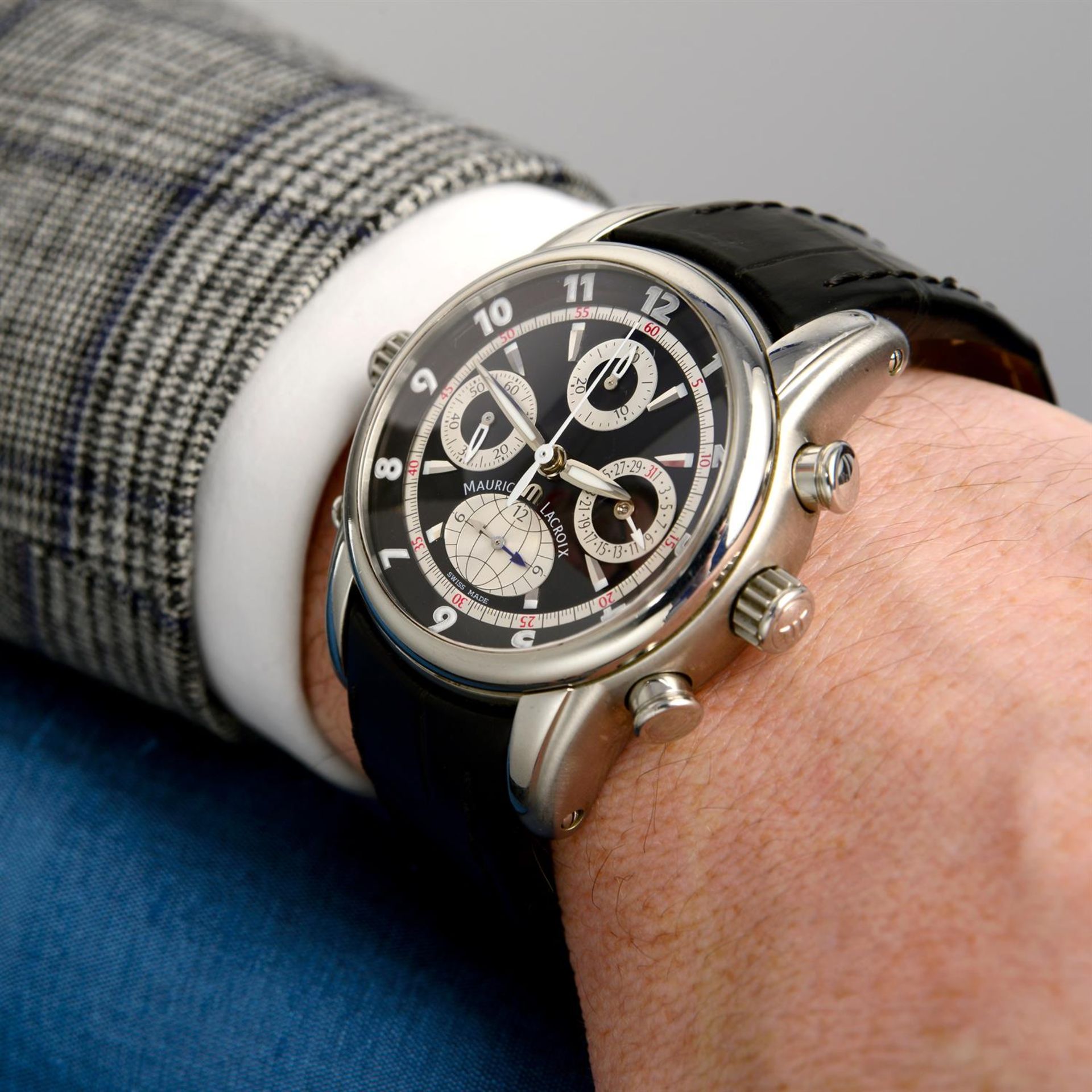 Maurice Lacroix - a Globe Masterpiece chronograph watch, 43mm. - Bild 5 aus 6