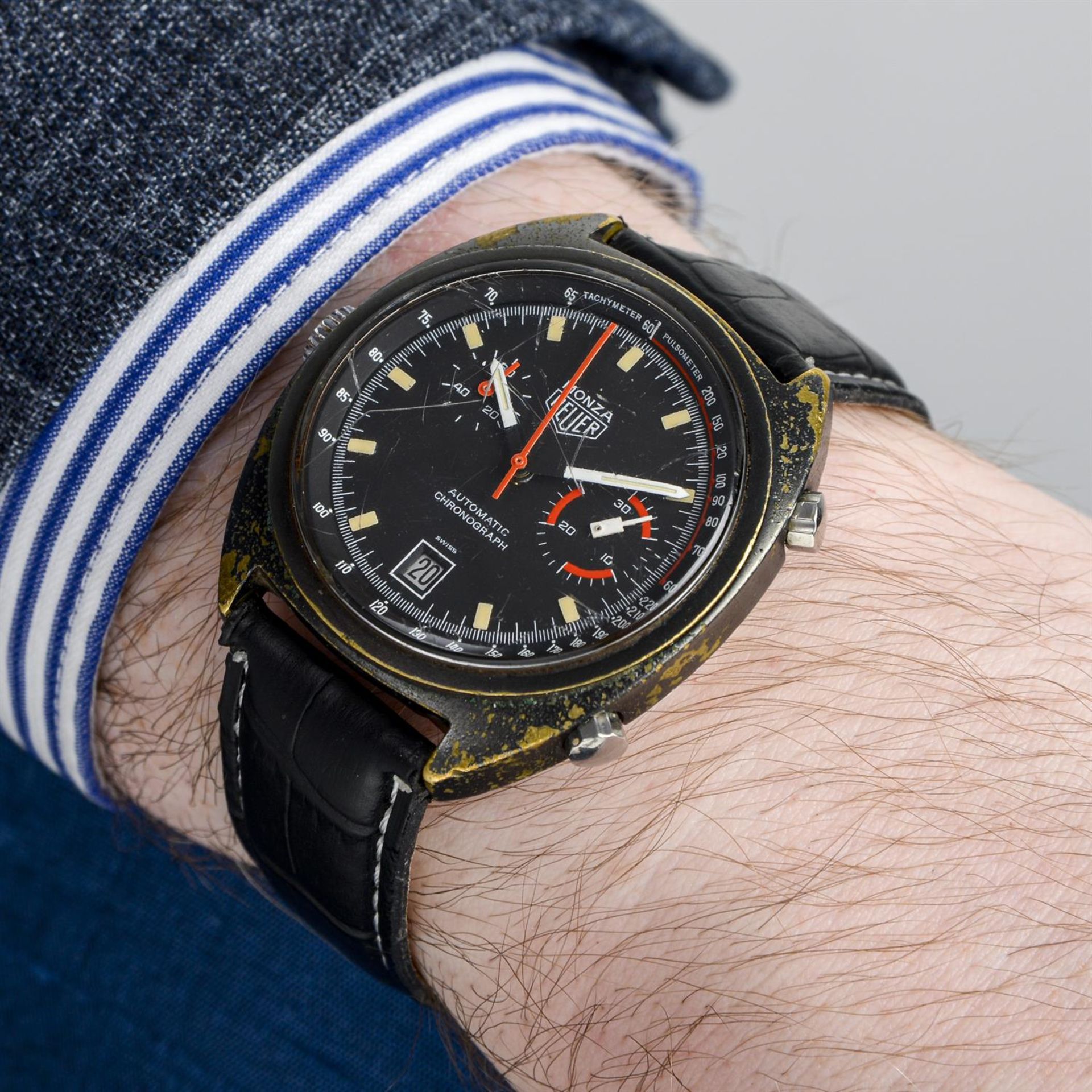 Heuer - a Monza chronograph watch, 38.5mm. - Bild 6 aus 6
