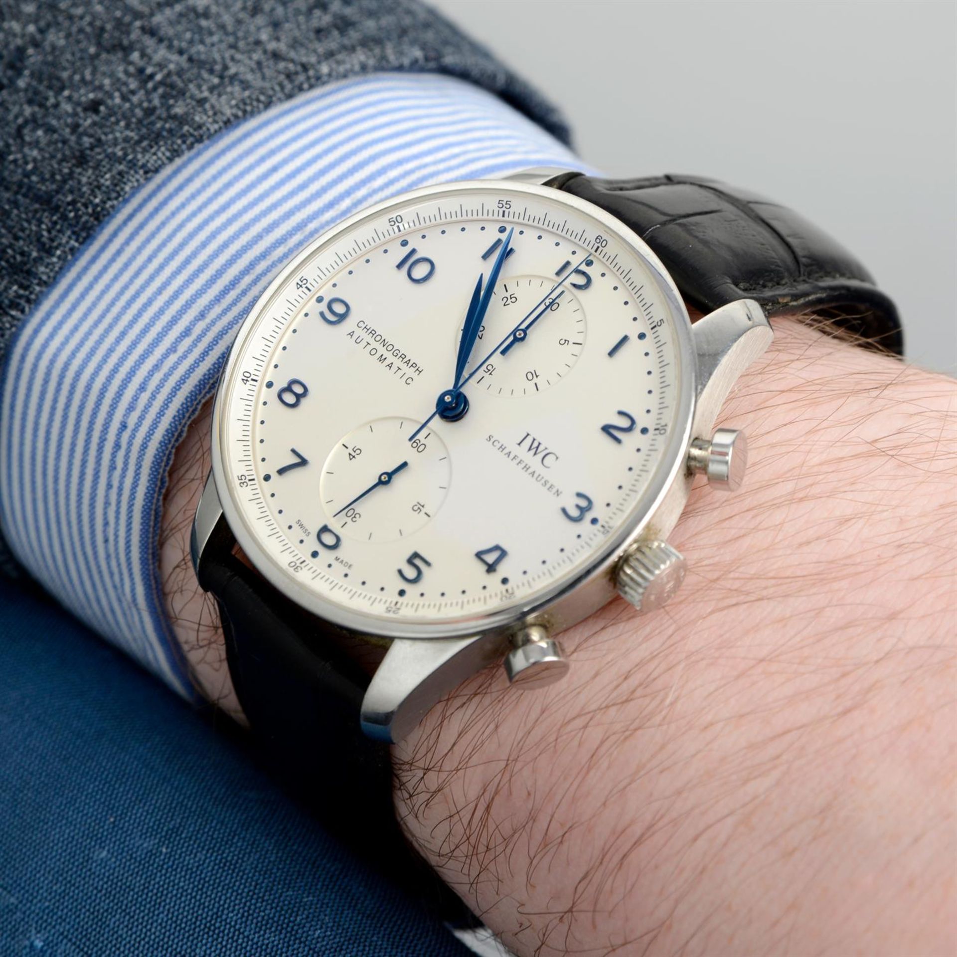 IWC - a Portuguese chronograph watch, 41mm. - Image 5 of 5