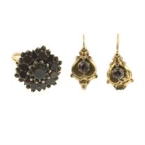 Garnet cluster ring & garnet earrings