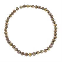 Dyed cultured pearl necklace