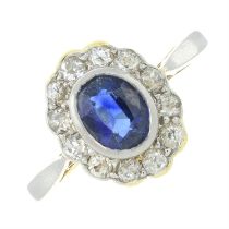 Sapphire & diamond cluster ring