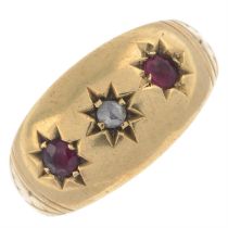 Edwardian 18ct gold ruby & diamond ring
