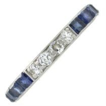 Mid 20th century platinum sapphire & diamond eternity ring