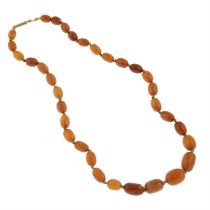Graduated amber bead necklace