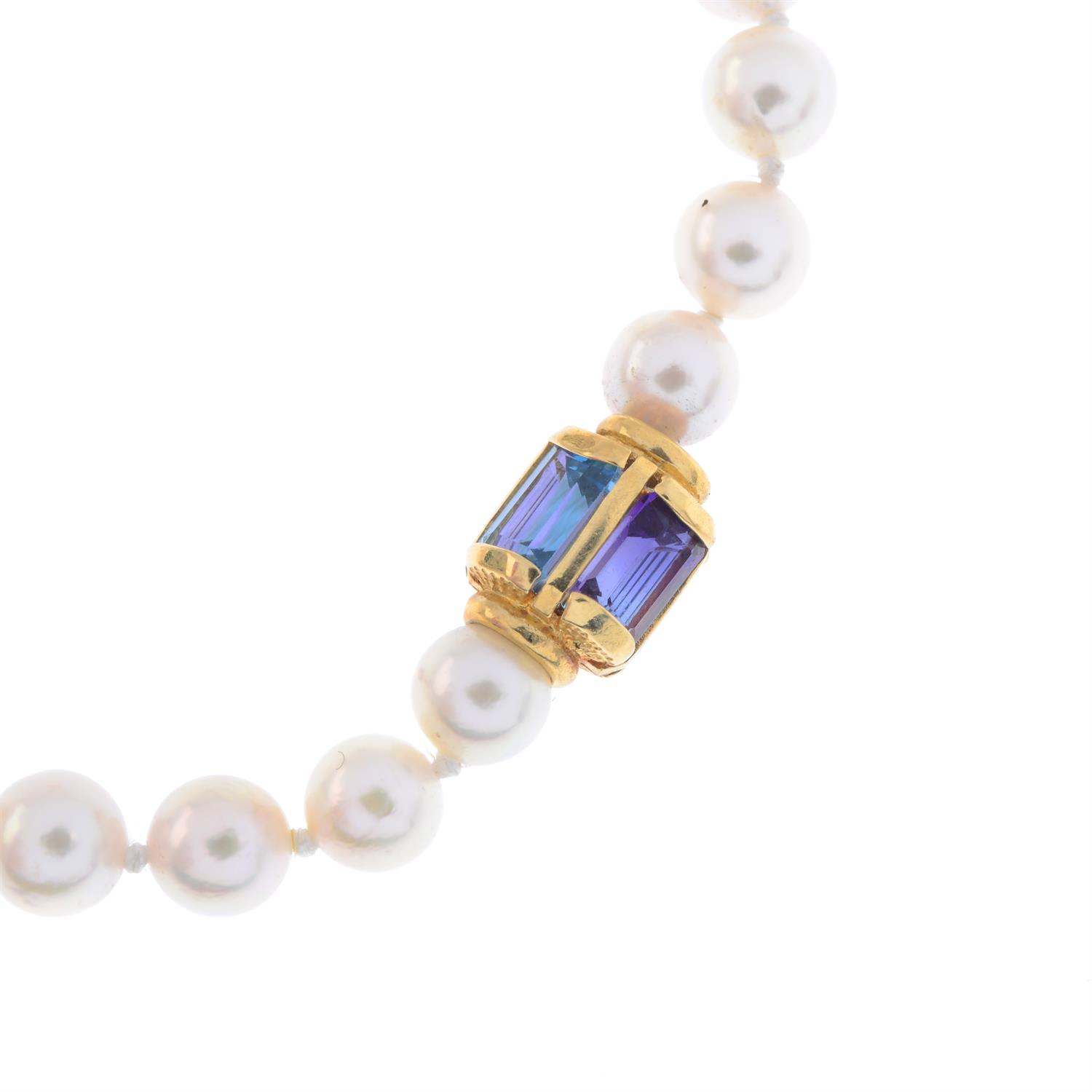 Cultured pearl topaz & amethyst bracelet - Image 2 of 3