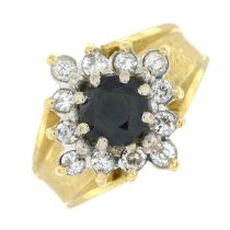 18ct gold sapphire & diamond cluster ring