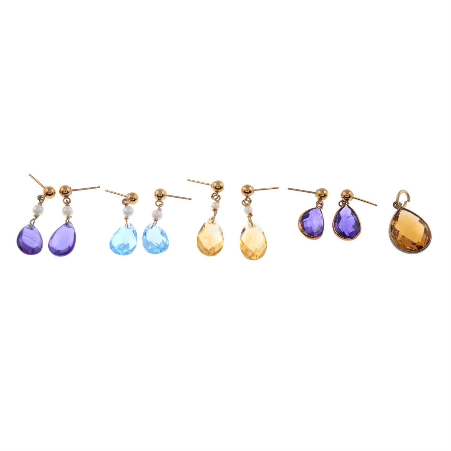 Gem-set pendant & earrings - Image 2 of 2