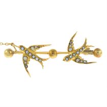 Late 19th century gold seed pearl brooch
