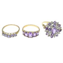 Three gem & diamond rings