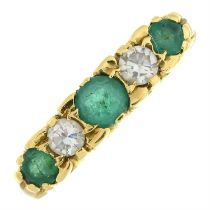 Mid 20th 18ct gold emerald & diamond ring