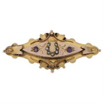 Edwardian garnet & split pearl brooch