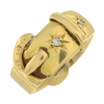 154Early 20th century 18ct gold diamond buckle ring