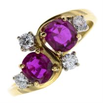 18ct gold synthetic ruby & diamond ring