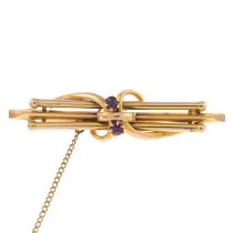 Early 20th 15ct gold ruby brooch, AF