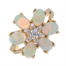 14ct gold opal & diamond floral dress ring