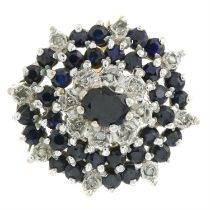 9ct gold sapphire & diamond cluster ring