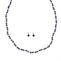 Lapis lazuli bead necklace & earrings