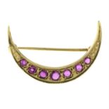9ct gold ruby crescent brooch