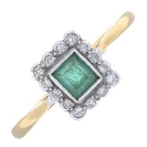 Emerald & single-cut diamond cluster ring
