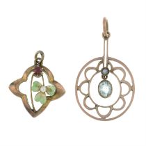 Two early 20th century gem pendants