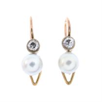 Diamond & cultured pearl earrings