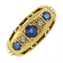 Early 20th century gold sapphire & diamond ring