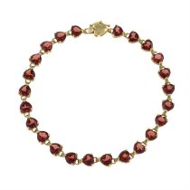 9ct gold garnet heart bracelet