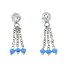 Cubic zirconia and bleu gem drop earrings