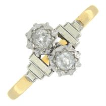 18ct gold & platinum Art Deco illusion-set diamond dress ring.