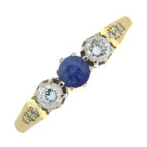 18ct gold sapphire & diamond three-stone ring