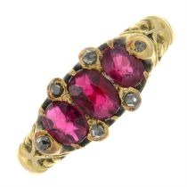 Early 20th century gold red paste & rose-cut diamond ring