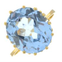 Synthetic blue spinel single-stone ring