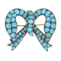 Late 19th century turquoise bow brooch