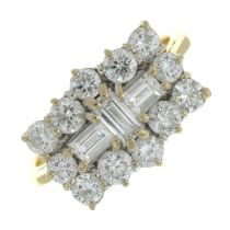 18ct gold vari-cut diamond dress ring.