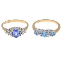 Two 9ct gold gem-set rings