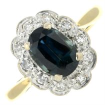 Sapphire & diamond cluster ring