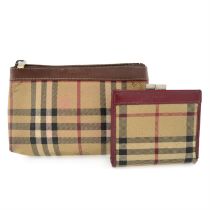 Burberry - Haymarket-check wash bag and purse.