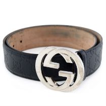 Gucci - Guccissima Singature GG buckle belt.