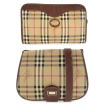 Burberry - Haymarket-check crossbody and wash bag.