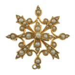 Early 20th century 15ct gold split pearl brooch/pendant