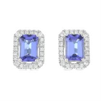 18ct gold tanzanite & diamond cluster earrings