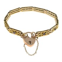 Amethyst & split pearl gate-link bracelet