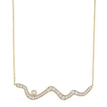 18ct gold diamond wave shaped pendant necklace