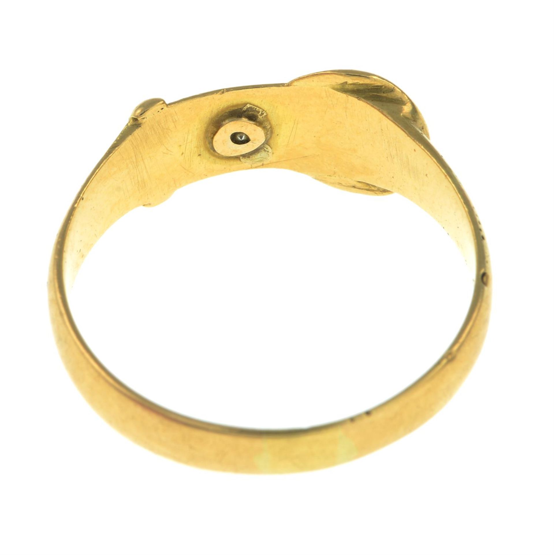 Victorian 18ct gold diamond accent buckle ring - Image 2 of 2