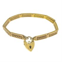 Fancy-link bracelet, with 9ct gold padlock clasp